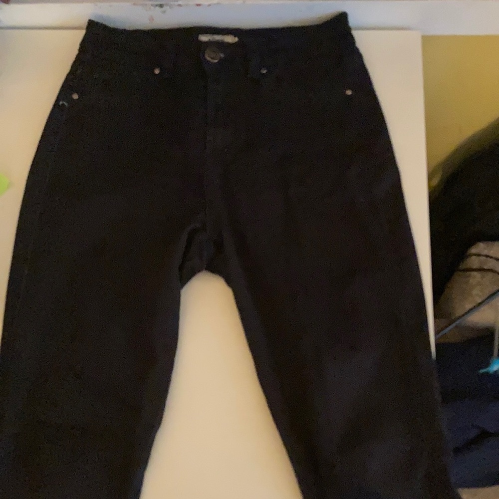 Black jeans with no rips.